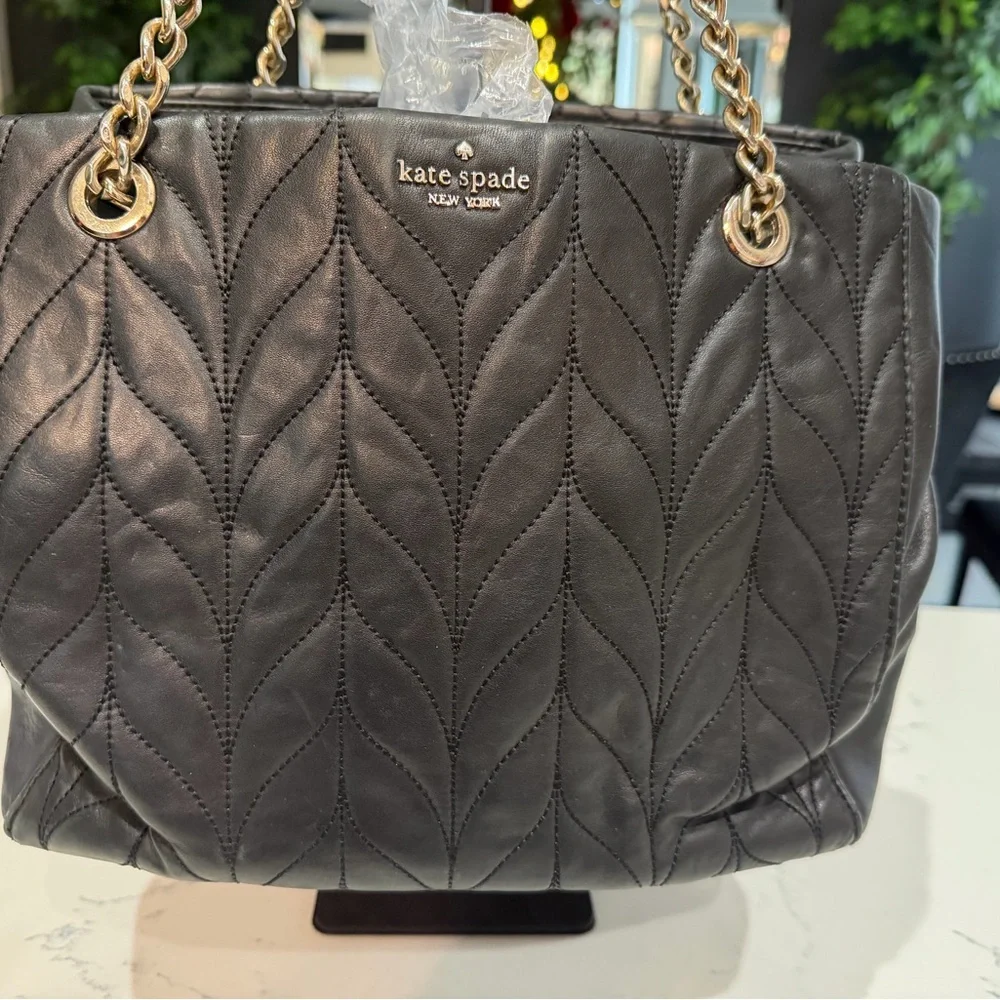 Kate Spade Black Meena Blair Quilted Shoulder Bag with Gold Chain - Picture 2 of 11